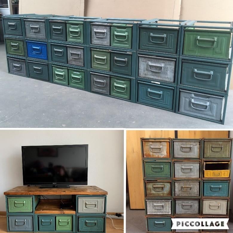 Modulaire LADEKASTEN Dressoir KASTEN Meubel Stelling SALE !!, Gebruikt, Ophalen of Verzenden, Minder dan 100 cm, Metaal