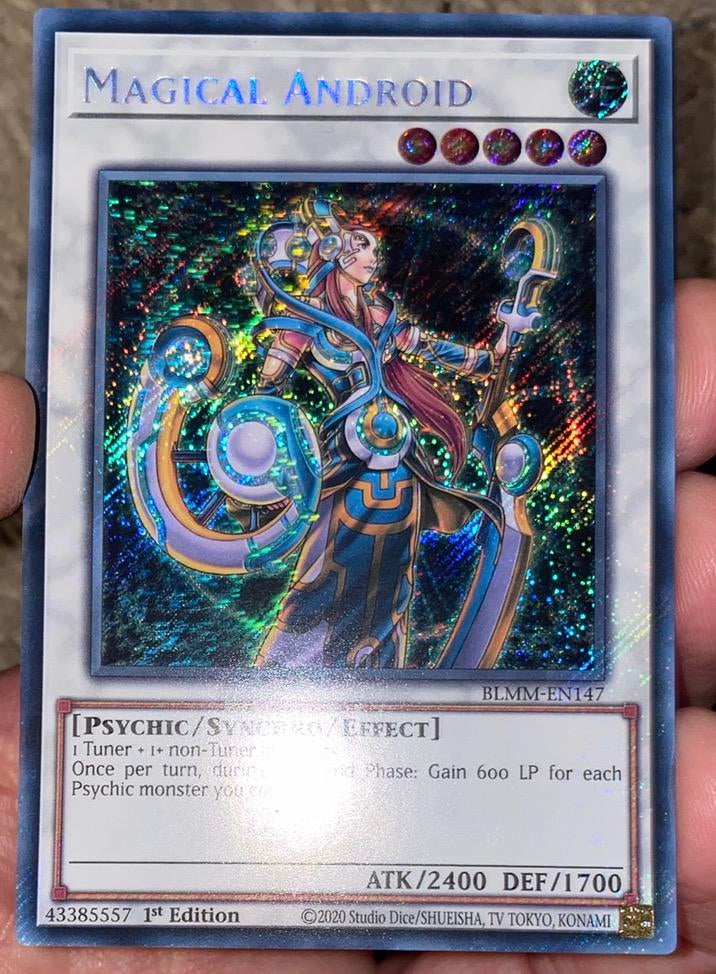 Yu-Gi-Oh! Magical Android BLMM 1st Edition !, Ophalen of Verzenden, Zo goed als nieuw, Losse kaart, Foil