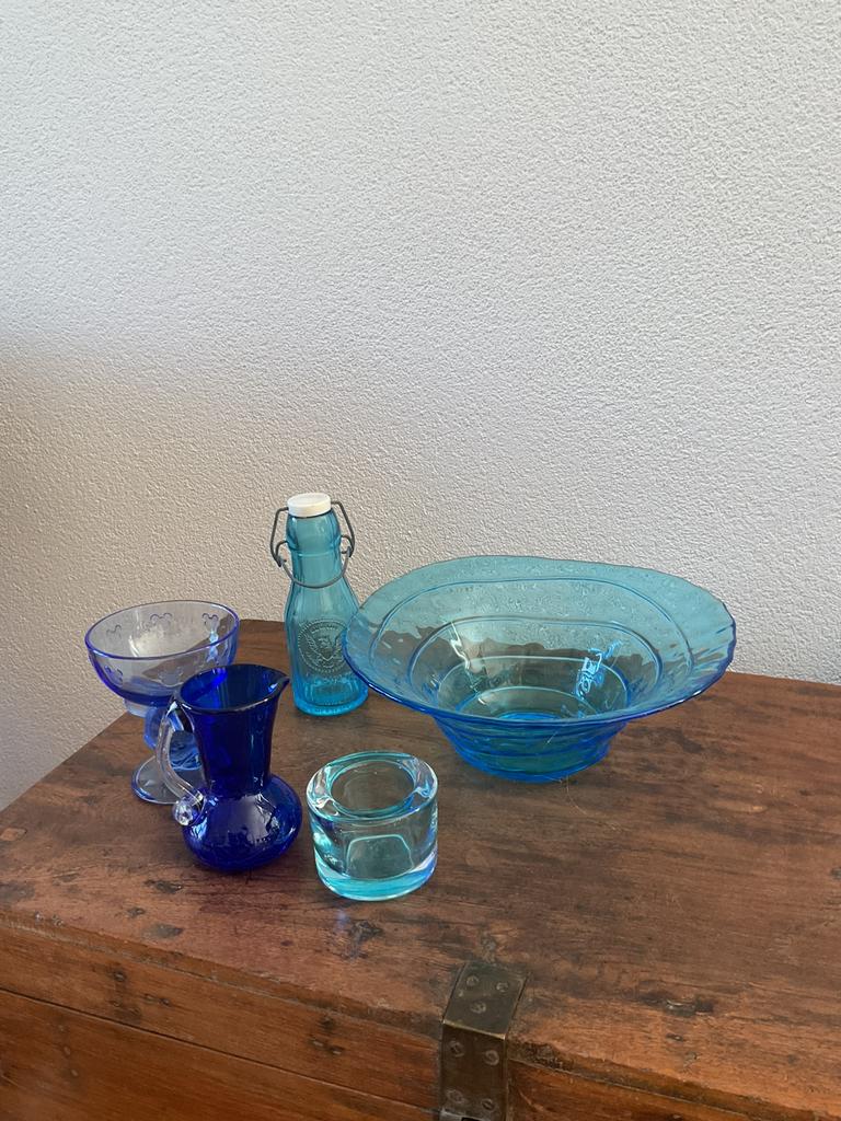 Ittala waxinelicht houder,blauwe , schaal, flesje, kannetje., Ophalen of Verzenden