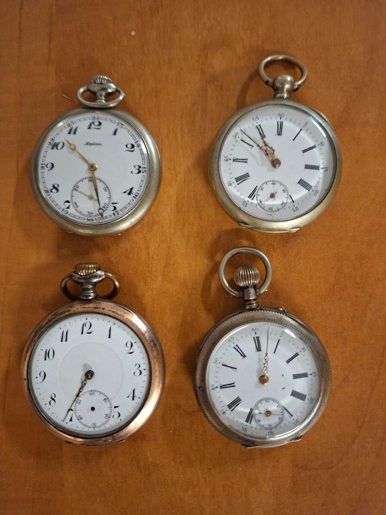 Set van 4 Antieke Zakhorloges - Alpina en Overige Merken, Sieraden, Tassen en Uiterlijk, Horloges | Antiek, Overige merken, Zakhorloge