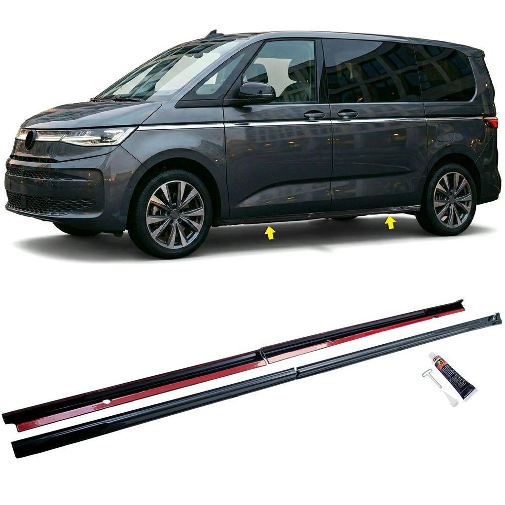 Zijskirts Geschikt voor VW T7 L2 Side Skirts Zwart Glans