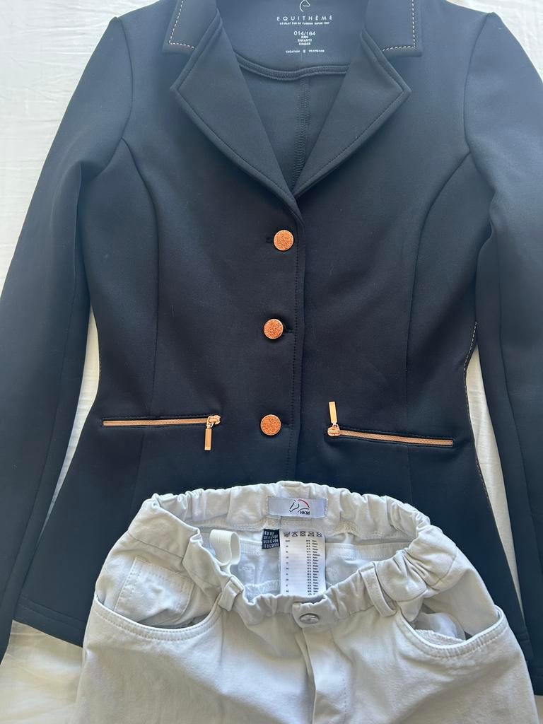 Wedstrijdjasje zwart+ witte broek maat 158, Kinderen, Dressuur, Ophalen of Verzenden, Zo goed als nieuw