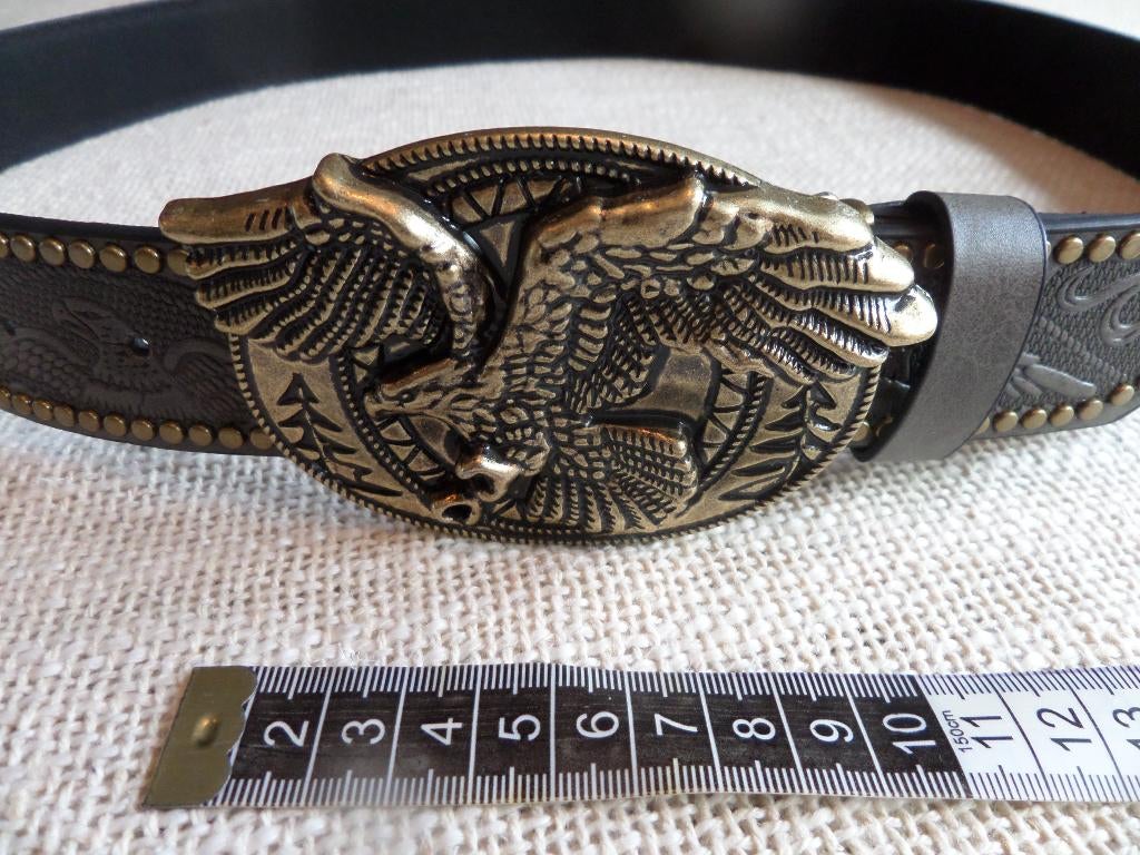 Stoere Western Cowboy Riem met Arend Gesp, Kleding | Heren, Riemen en Ceinturen, Zwart, Nieuw, Ophalen of Verzenden, 115 cm of meer