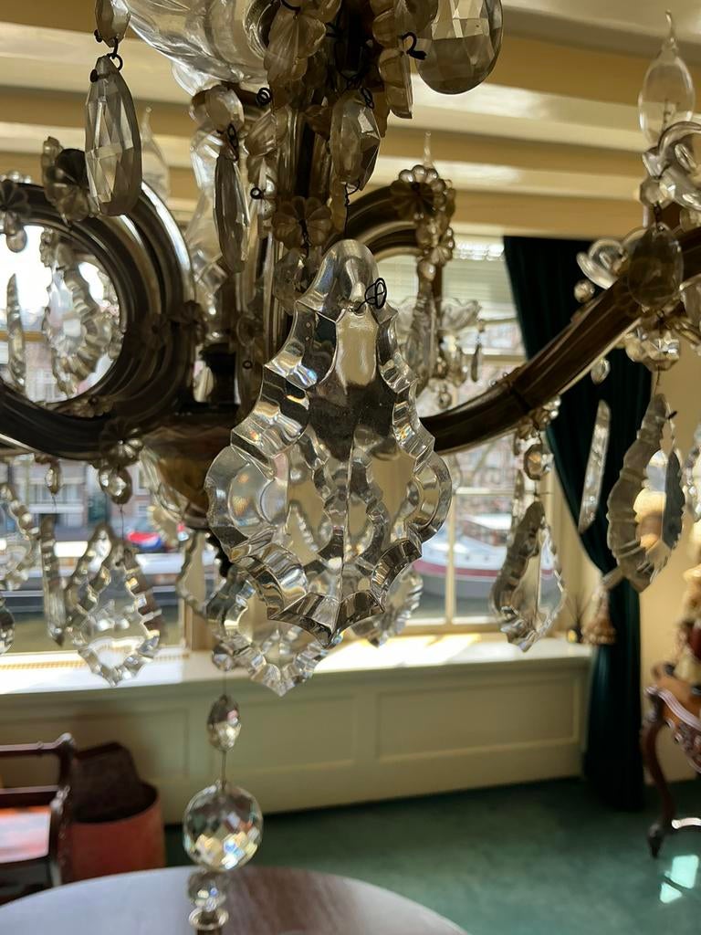 Grote vintage Venetiaanse-stijl kroonluchter - kristallen, Huis en Inrichting, Lampen | Kroonluchters, Ophalen, Gebruikt, Glas