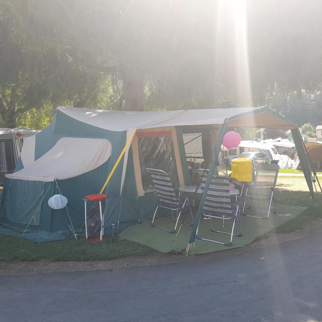 Trigano Odyssee GL uit 2000 met gastenverblijf, Caravans en Kamperen, Vouwwagens, Ophalen, Trigano, Meerkleurig, Aanwezig