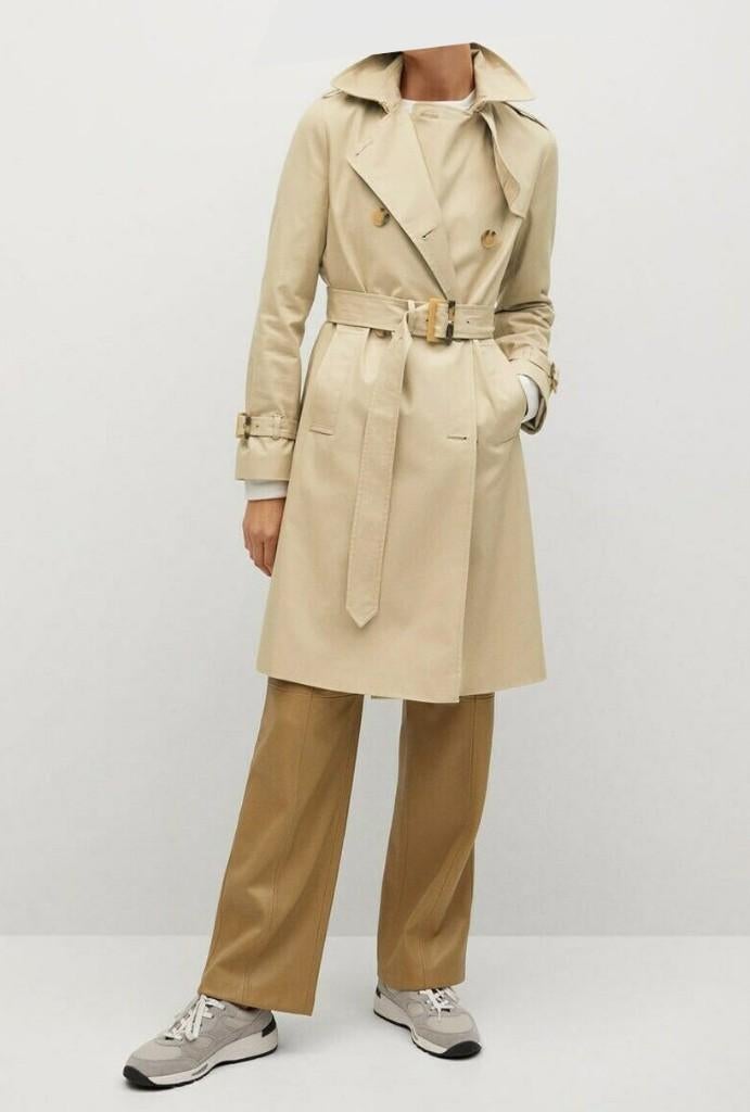 Mango Polana beige waterafstotende trenchcoat met ceintuur S, Mango, Beige, Nieuw, Ophalen of Verzenden