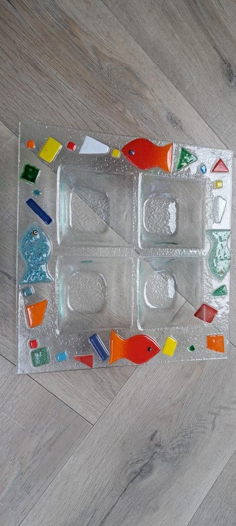 Glazen verdeelschaal voor borrelhapjes uit Turkije, Ophalen of Verzenden, Zo goed als nieuw, Glas, Schaal of Schalen