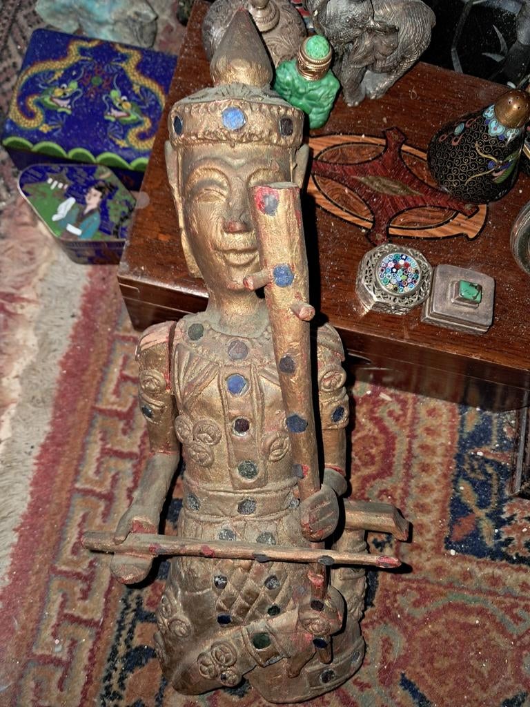 Oud Aziatisch Houtsnijwerk Wanddecoratie - 32 cm, Antiek en Kunst, Kunst | Beelden en Houtsnijwerken, Ophalen of Verzenden