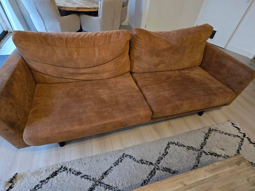 Cognac bank+fauteuil, Ophalen, Overige materialen, Gebruikt, Driepersoons