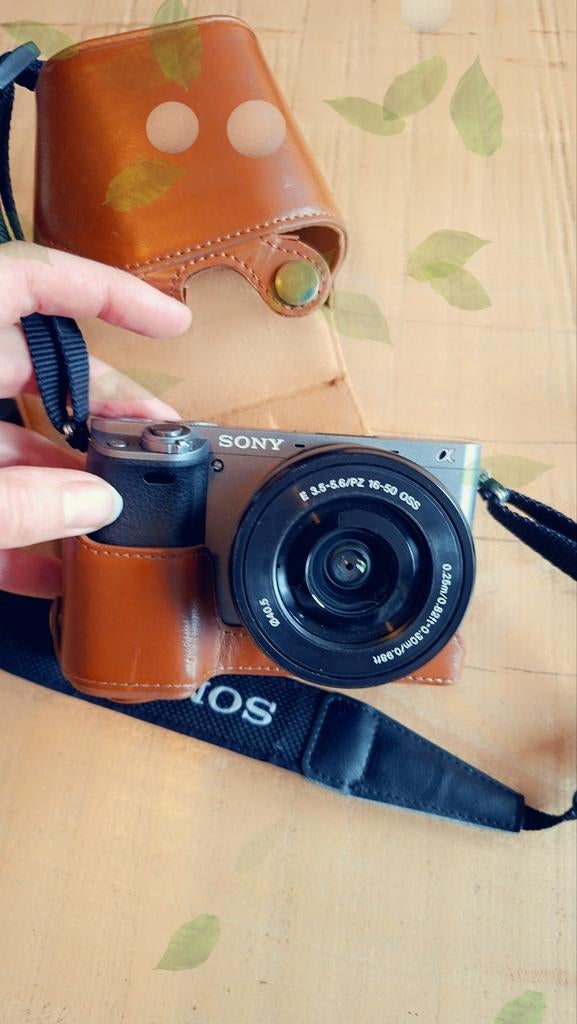 Sony a6000 systeemcamera met 16-50mm lens en lederen case, Ophalen of Verzenden, Sony