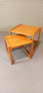 Vintage grenen mimiset bijzettafels, Huis en Inrichting, Ophalen, Tweedehands, Tweedehands, Tweedehands