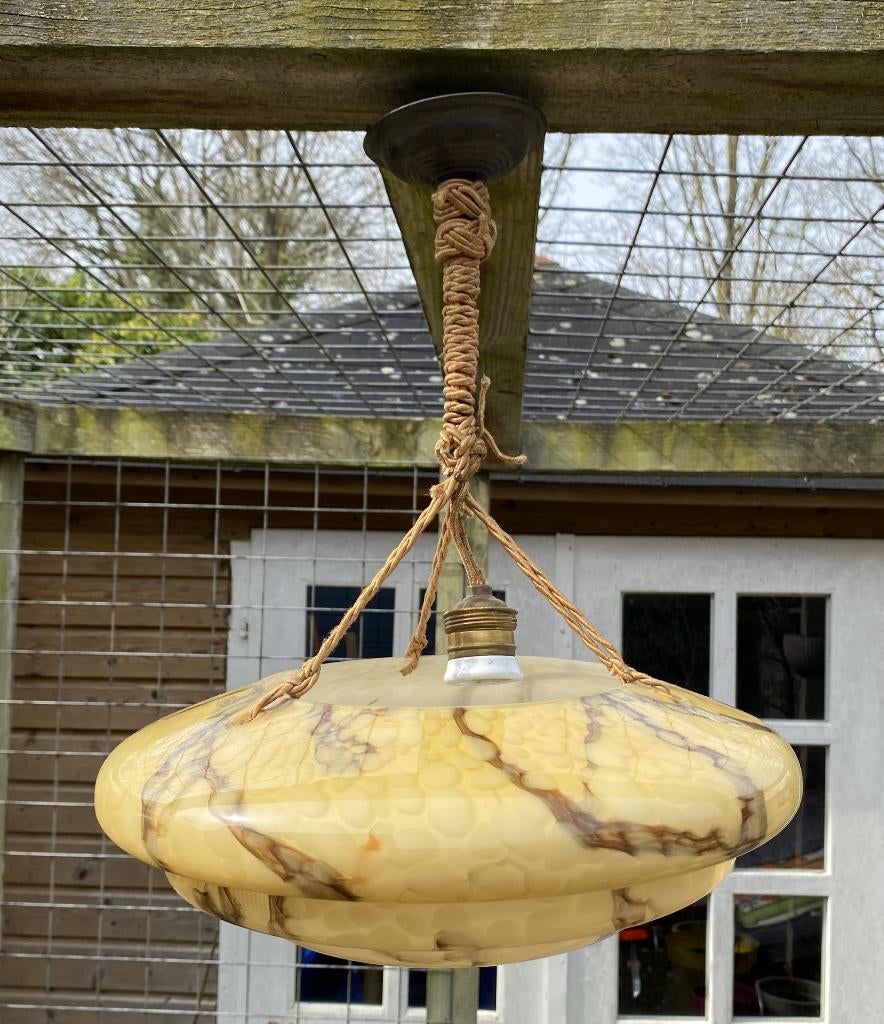 Leuke Art Deco Schaallamp - vintage antiek brocante Rubu, Huis en Inrichting, Lampen | Hanglampen, Gebruikt, Art deco antiek, Ophalen of Verzenden