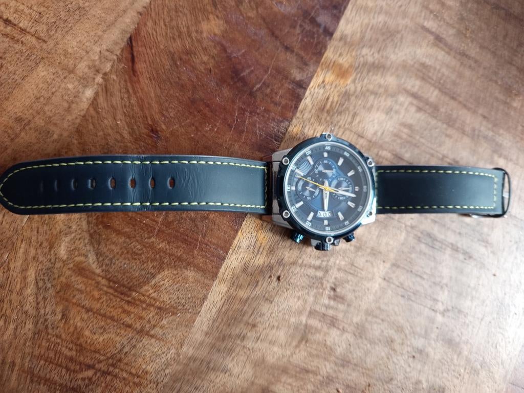 Stoere Nautec NoLimit Chronograaf Horloge met Leren Bandje, Sieraden, Tassen en Uiterlijk, Horloges | Dames, Zo goed als nieuw