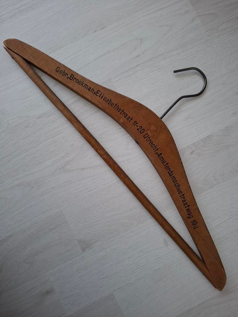 Antieke houten kleerhanger van Broekman Utrecht, Antiek en Kunst, Ophalen of Verzenden