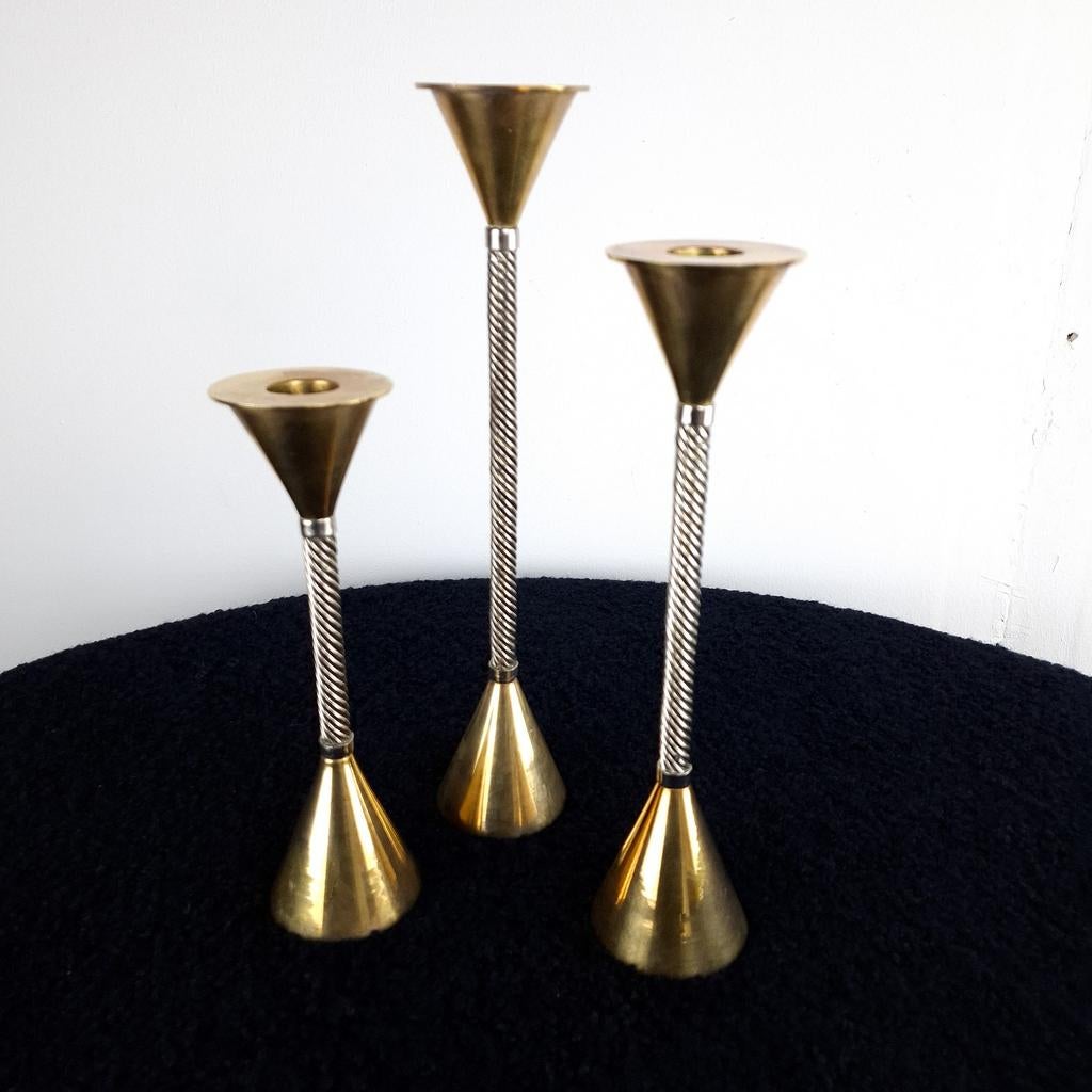 Vintage Memphis kandelaars set van 3 jaren 80, Antiek en Kunst, Antiek | Kandelaars, Ophalen of Verzenden, Overige materialen