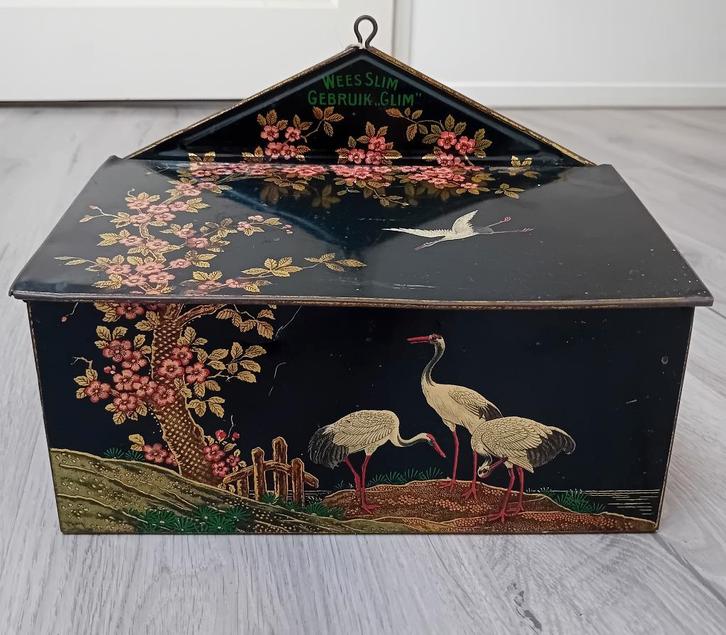 Wees Slim gebruik Glim Art Nouveau poetsblik, Verzamelen, Blikken, Overige, Ophalen of Verzenden