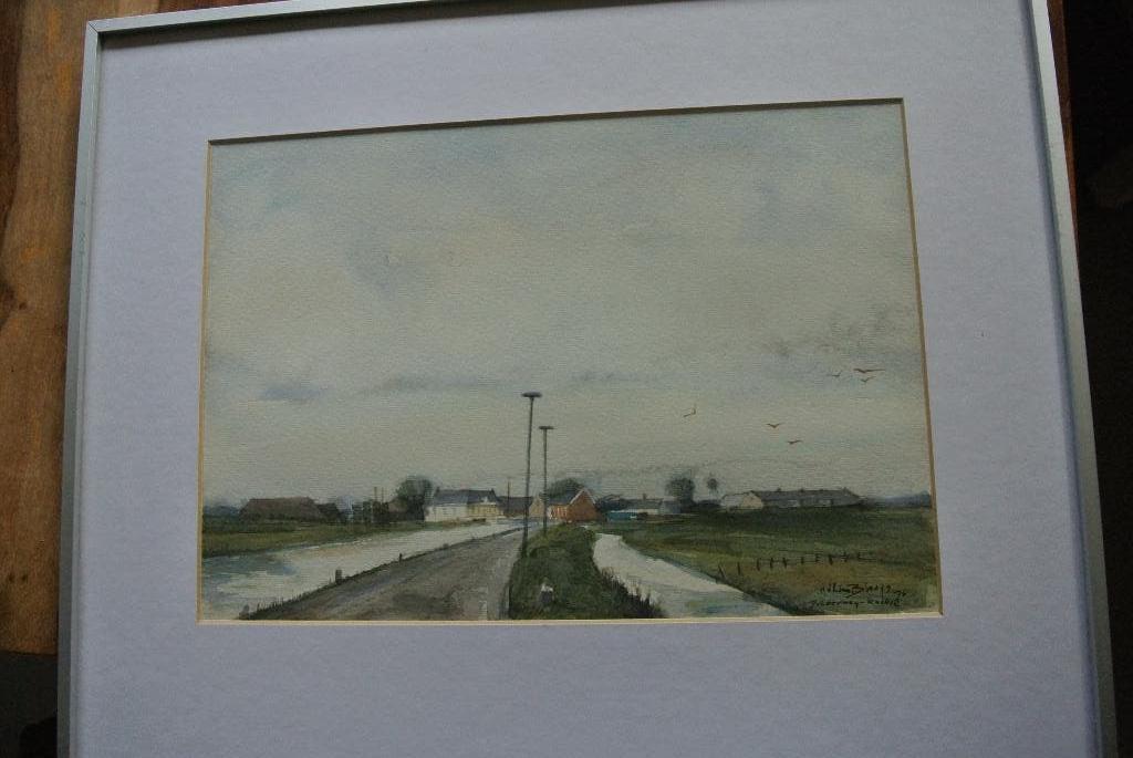 hans van blooys aquarel polderweg kethel, Antiek en Kunst, Kunst | Tekeningen en Foto's, Ophalen of Verzenden
