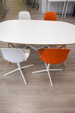 Ovale eettafel / vergadertafel – wit met houten rand, Ophalen, 100 tot 150 cm, 200 cm of meer, Zo goed als nieuw