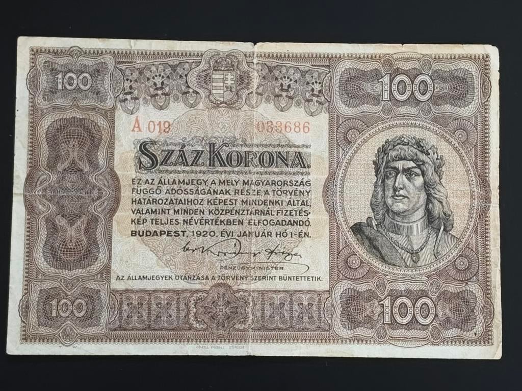 Hungary 100 korona 1920 VF, Ophalen of Verzenden, Overige landen