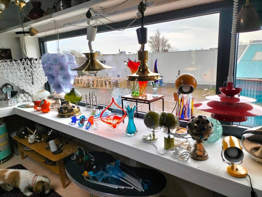Vintage retro design lampen en glaswerk, Antiek en Kunst, Antiek | Lampen, Ophalen of Verzenden