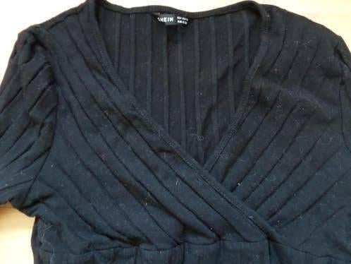 Apart zwart strechshirt van Shein maat 36 met v-hals, Zwart, Ophalen of Verzenden, Zo goed als nieuw, Lange mouw