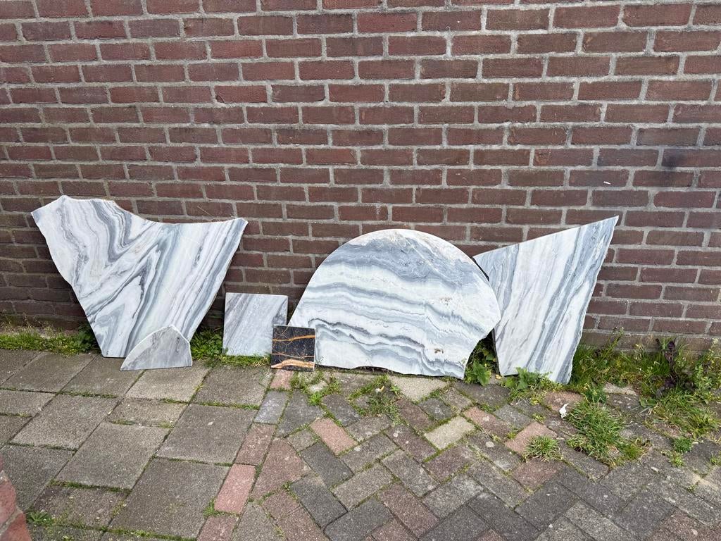 Originele Marmeren platen gebroken grijs wit, Ophalen, 60 cm of meer, Gebruikt, Overige typen