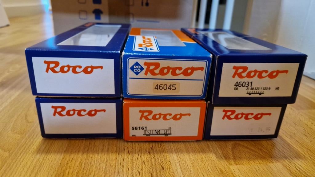 Roco 6 lege doosjes H0, Ophalen, Gelijkstroom, Rails, Roco