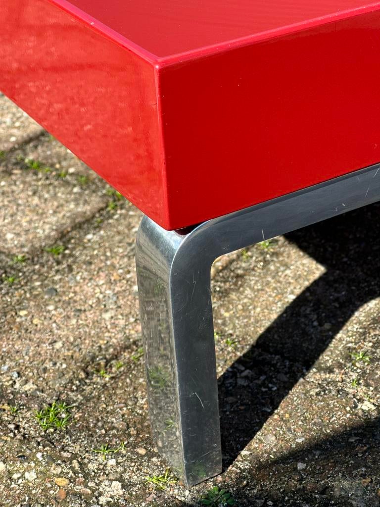 Zanotta Greggy design salontafel rood – Indriolo, 100 tot 150 cm, Zo goed als nieuw, Minder dan 50 cm, Rechthoekig