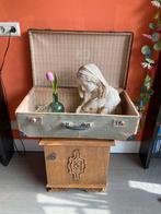 Oude vintage reiskoffer Oost-Duits ral- hartplatte decoratie, Antiek en Kunst, Ophalen