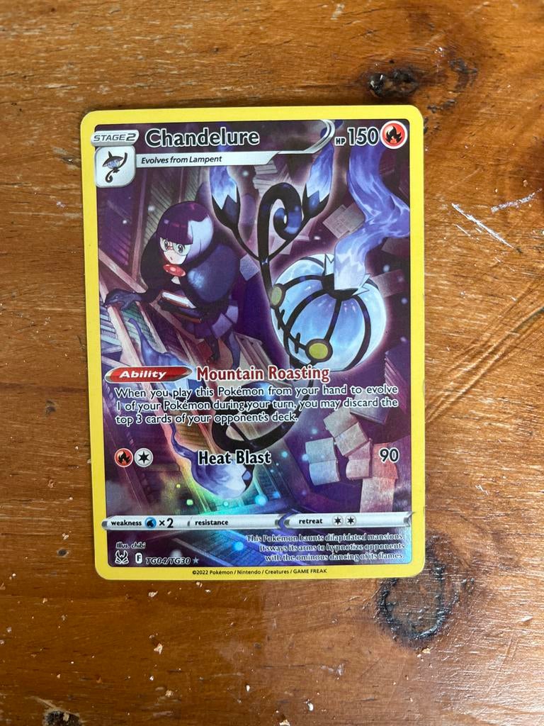 Pokémon kaart Chandelure TG10/TG30, Ophalen of Verzenden, Zo goed als nieuw, Losse kaart, Foil