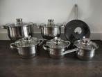 12 delige pannenset NIEUW, Huis en Inrichting, Keuken | Potten en Pannen, Ophalen of Verzenden, Nieuw, Rvs, Pannenset
