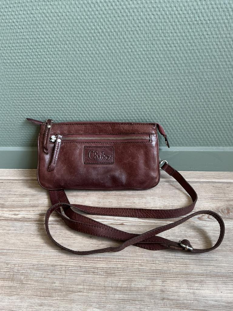 Bruin leren tasje / cross body / schoudertasje van Chabo, Sieraden, Tassen en Uiterlijk, Tassen | Damestassen, Ophalen of Verzenden