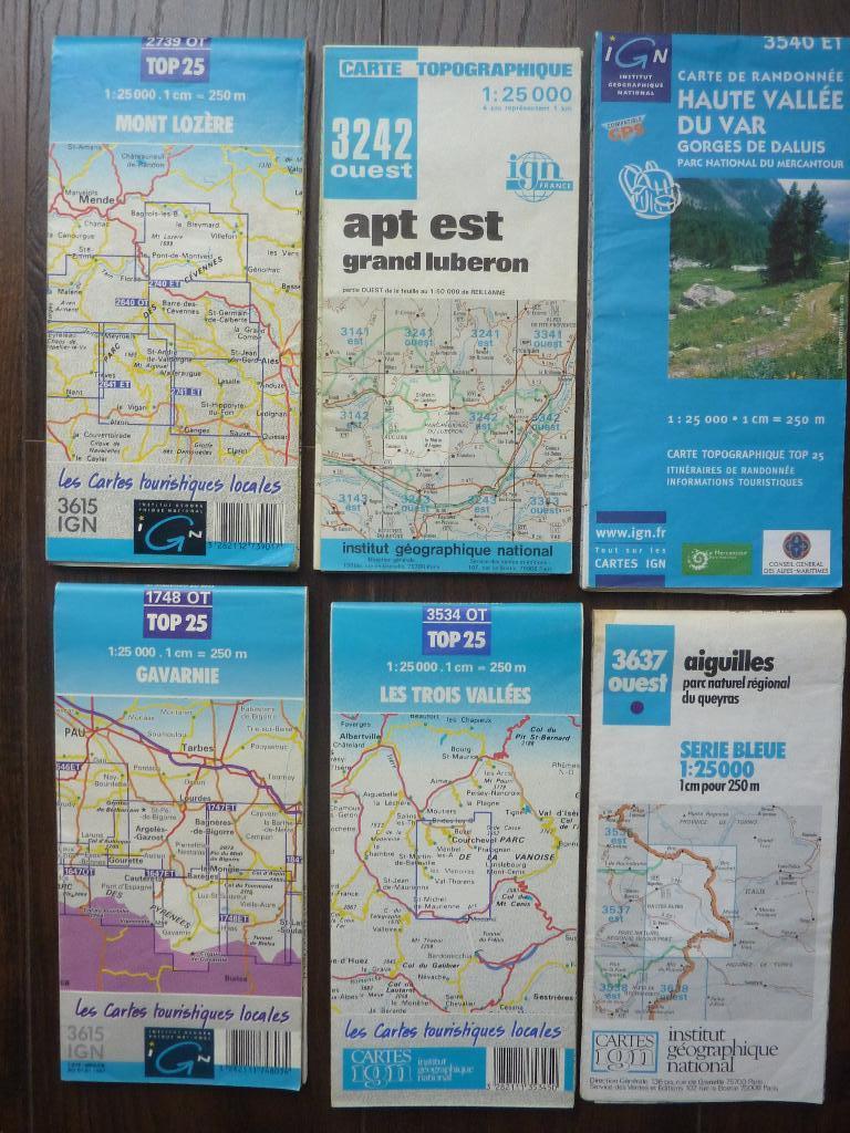 6 wandelkaart 1:25.000 IGN zuid-oost Frankrijk zie omschrijv, Verzenden, Gebruikt, Overige typen