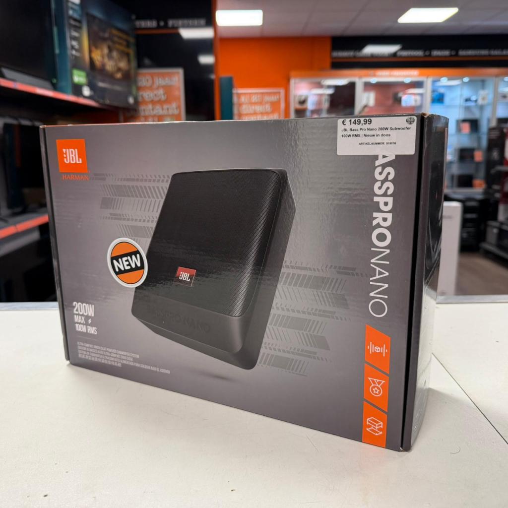 JBL Bass Pro Nano 200W Subwoofer 100W RMS | Nieuw in doos, Auto diversen, Autospeakers, JBL, Zo goed als nieuw, Support@jbl.com