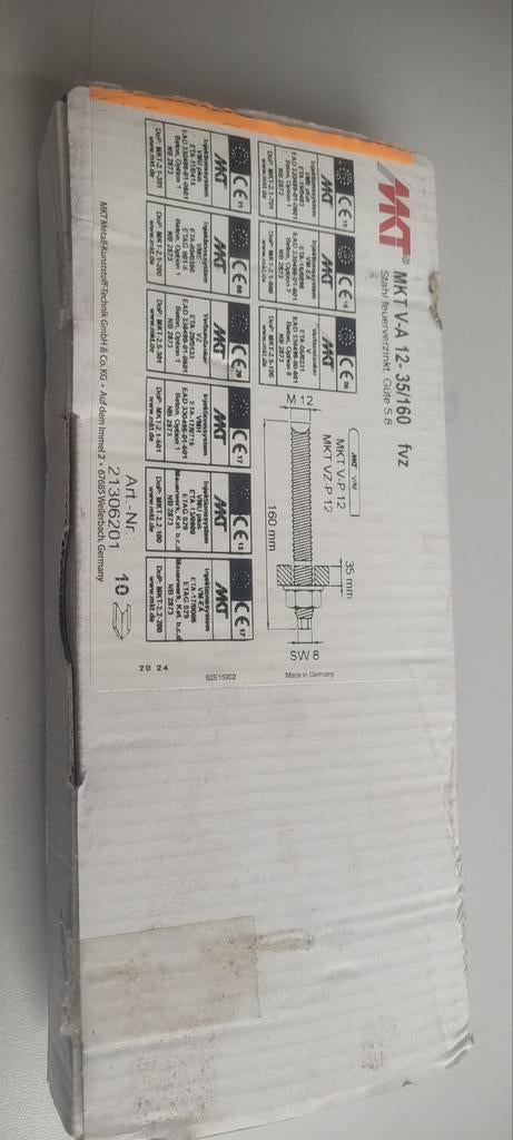 10 stuks draadstang M12 x 160 mm met moeren, Doe-het-zelf en Verbouw, IJzerwaren en Bevestigingsmiddelen, Ophalen, Nieuw, 100 tot 250 mm