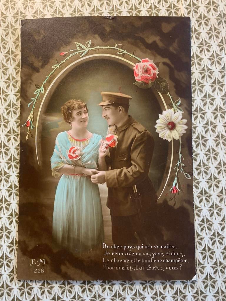 Militair met zijn liefje - WO1 (ME), Verzamelen, Ophalen of Verzenden, Voor 1920, Gelopen, Overige thema's