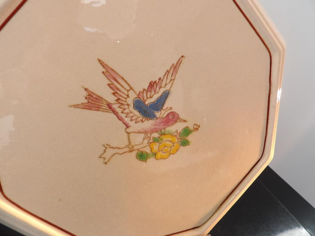 Art Deco Longwy grote Onderzetter, Vogel, Antiek en Kunst, Ophalen of Verzenden