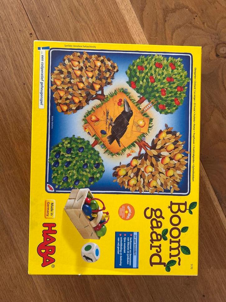 Haba Boomgaard Spel - heel goed, Hobby en Vrije tijd, Gezelschapsspellen | Bordspellen, Gebruikt, Drie of vier spelers, Ophalen of Verzenden