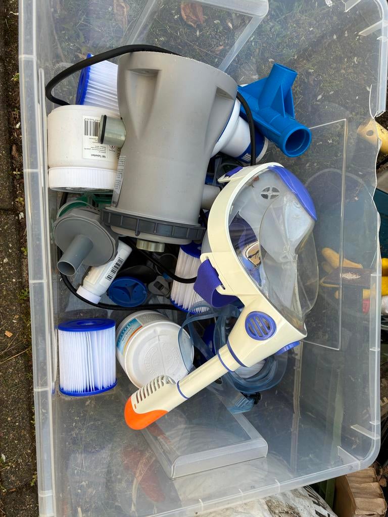 Zwembad accessoires: filter, skimmer, snorkelmasker, Ophalen, Gebruikt, Filter