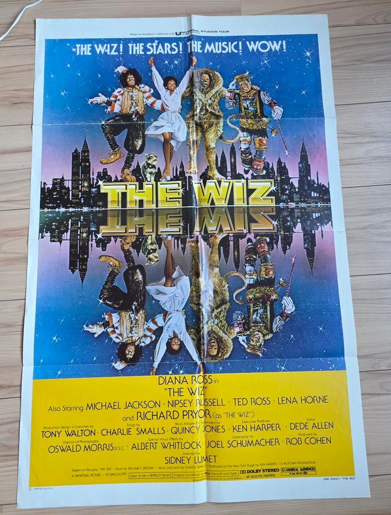 Originele Bioscoop poster The Wiz 1978 Met Michael Jackson, Verzamelen, Ophalen of Verzenden, A1 t/m A3, Film en Tv, Rechthoekig Staand