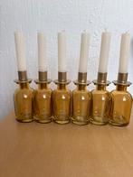 6 goudkleurige glazen vaasjes mrt kaarsje, Huis en Inrichting, Woonaccessoires | Vazen, Ophalen