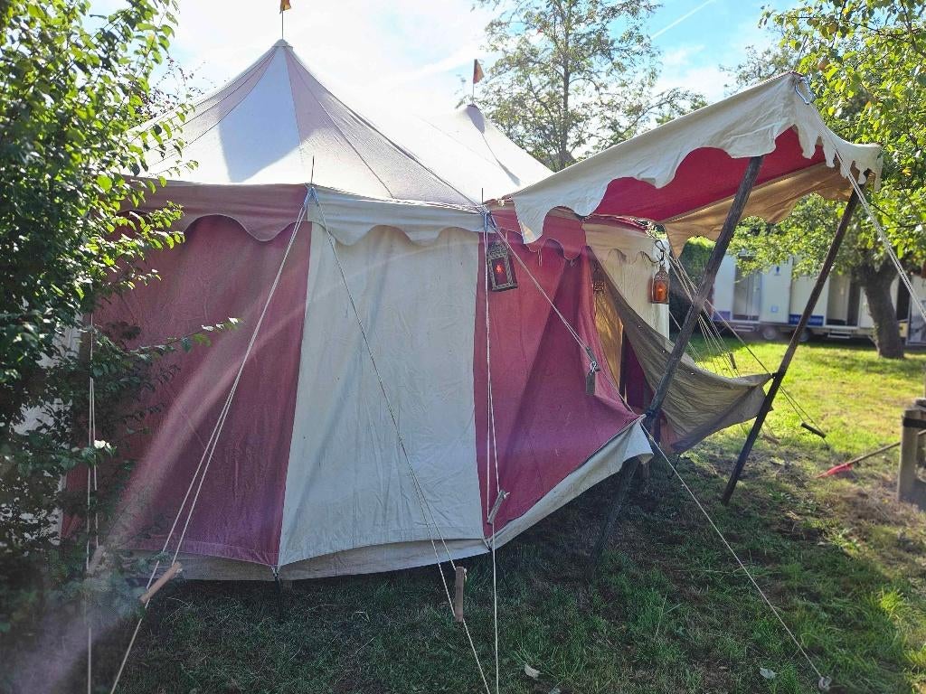 Landsknechttent Tristan verhuur – middeleeuwse tent 4  6 m, Verzenden, Partytent, 6 meter of meer, Zo goed als nieuw