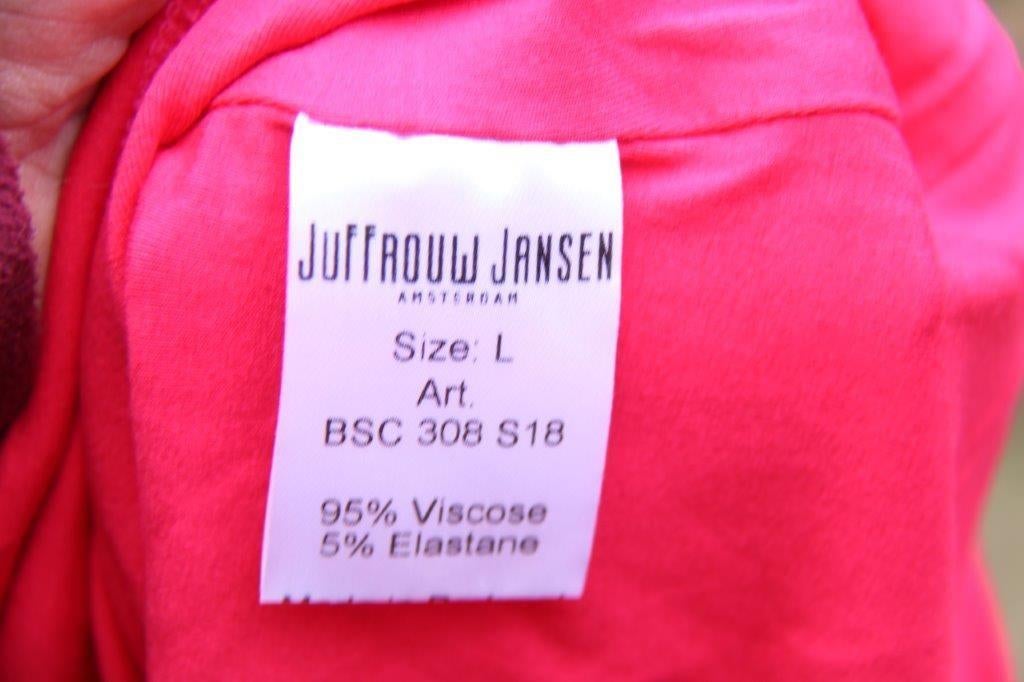 Top rood Juffrouw Jansen mt L Vaste prijs, Verzenden, Maat 42/44 (L), Zo goed als nieuw, Zonder mouw