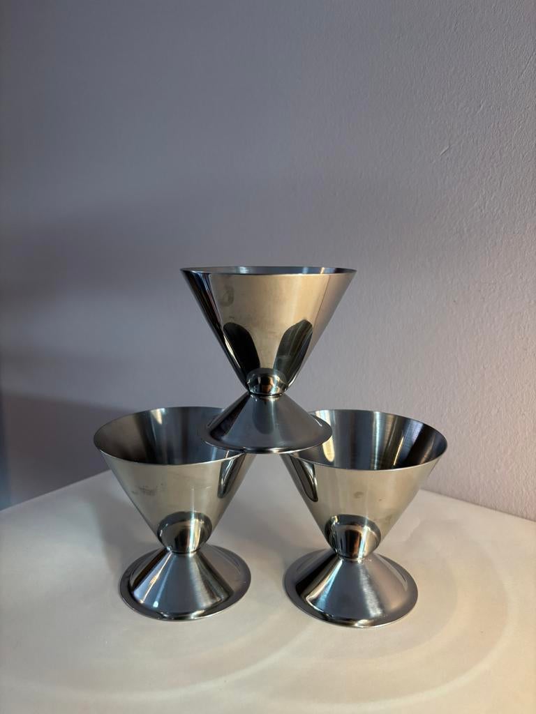 Vintage RVS diabolo ijscoupes, Huis en Inrichting, Keuken | Servies, *, Overige materialen, Verzenden, Zo goed als nieuw