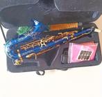 Vigorea Sopraansaxofoon saffierblauw Gouden  handgravure, Ophalen of Verzenden, Zo goed als nieuw, Sopraan