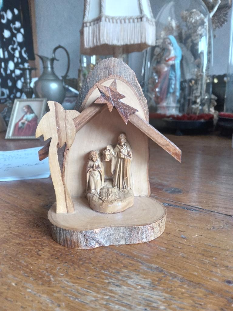 KLein houten kerstgroepje in stalletje, Ophalen of Verzenden, Gebruikt