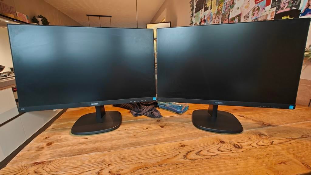 Twee Philips monitors 243V, Ophalen of Verzenden, Zo goed als nieuw, Full HD, 60 Hz of minder