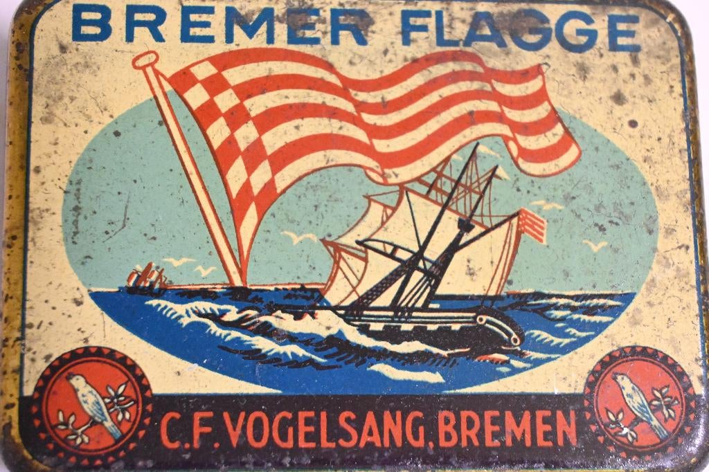 Bremer flagge tabak blik duitsland jaren 30-40 wo2, Verzamelen, Rookartikelen, Aanstekers en Luciferdoosjes, Ophalen of Verzenden