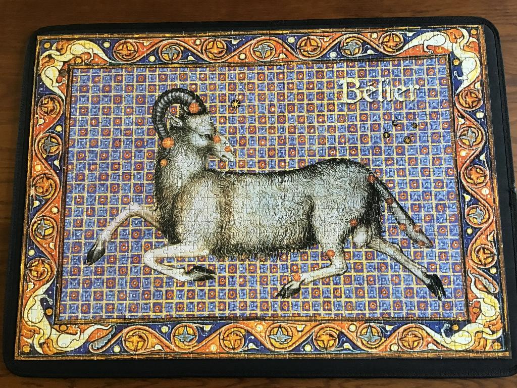Vintage Nathan Zodiac Puzzel Belier / Aries / Ram 1000 st, Ophalen of Verzenden, 500 t/m 1500 stukjes, Gebruikt, Legpuzzel