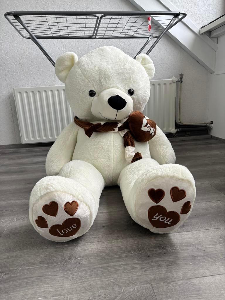 Grote knuffel beer wit, Ophalen, Zo goed als nieuw, Stoffen beer, Overige merken